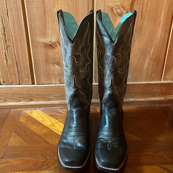 STETSON Handmade in Mexico Western Boot Marbled Black Gray Women’s 9 Cowgirl - Picture 3 of 13